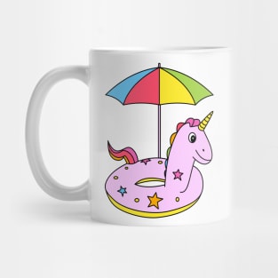 Funny Pink Cartoon Unicorn with umbrella Mug